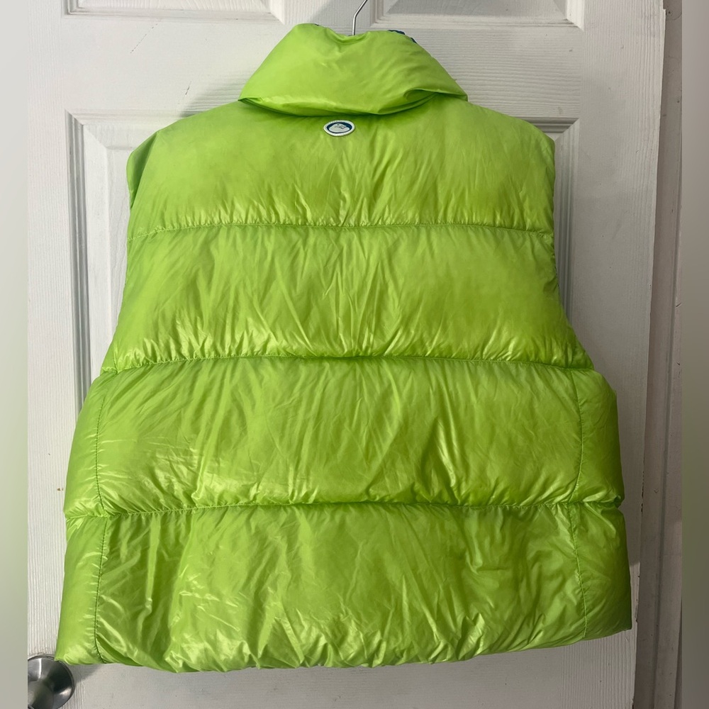 Canada Goose Neon Lime Green Puffer Vest with Blue Lining - Picture 2 of 10